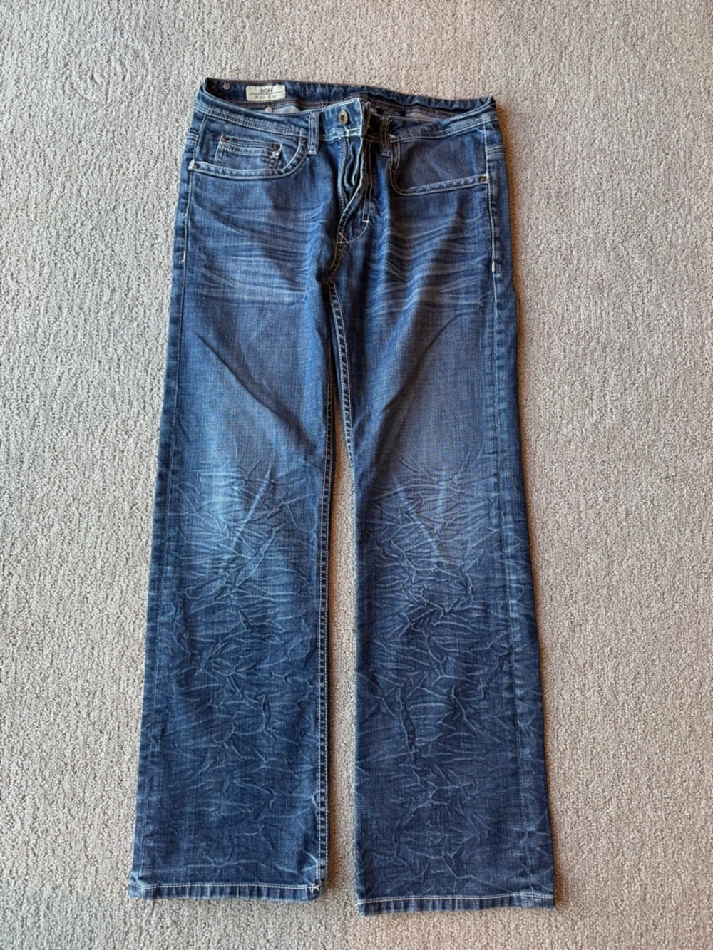 Men's Dark Blue Washed Buffalo Jeans